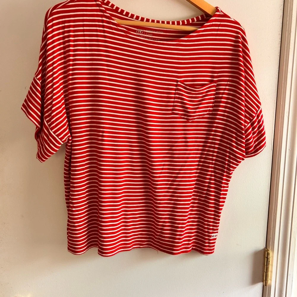Albion Red and White Dolman Sleeve Boxy Tee - Picture 1 of 2
